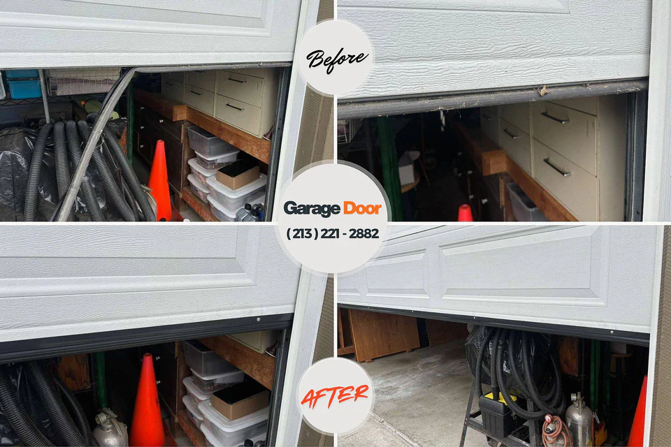Before and after: garage door repair Haw River, NC